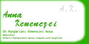 anna kemenczei business card